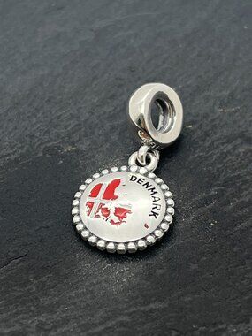 Pandora Denmark Flag Exclusive Charm Sterling Silver Dangle Charm Jewelry